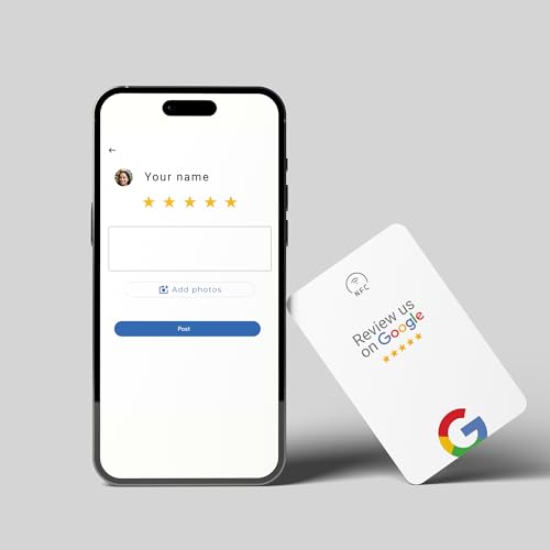 Tarjeta NFC de revisión con código QR para valoraciones en Google