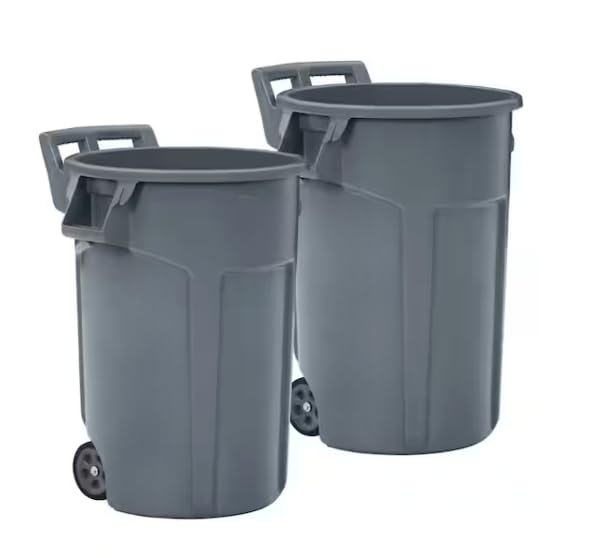 44 Gallon Gray Wheeled Trash Can (2-Pack) IK62772