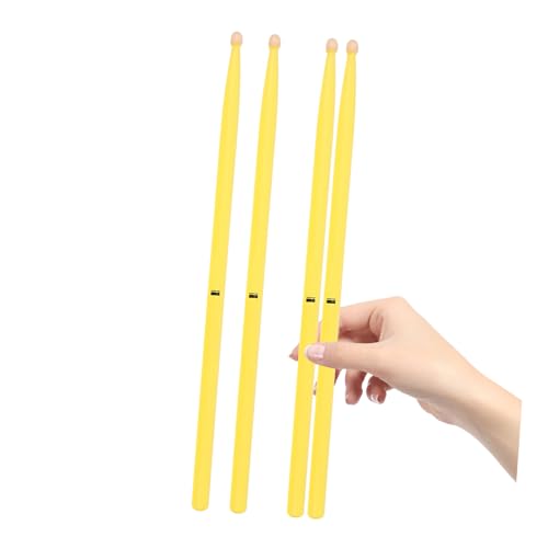 2 pares de baquetas de madera de arce, amarillas, ligeras y antideslizantes para principiantes, accesorios portátiles y profesionales para tocar batería