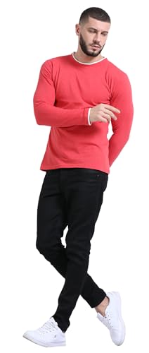 Image of fanideaz Mens Popcorn Textured Cotton Full Sleeve Round Neck T Shirt for Men Soft and Breathable Fabric Trendy Look Regular Fit Ideal for Daily Casual Wear