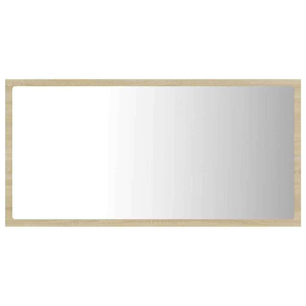 Lustro łazienkowe LED, dąb Sonoma, 80 x 8,5 x 37 cm, akryl z lampą RGB, lustro ścienne, wiszące i stojące, nowoczesne meble łazienkowe, zajmuje mało miejsca, nadaje się do umywalki