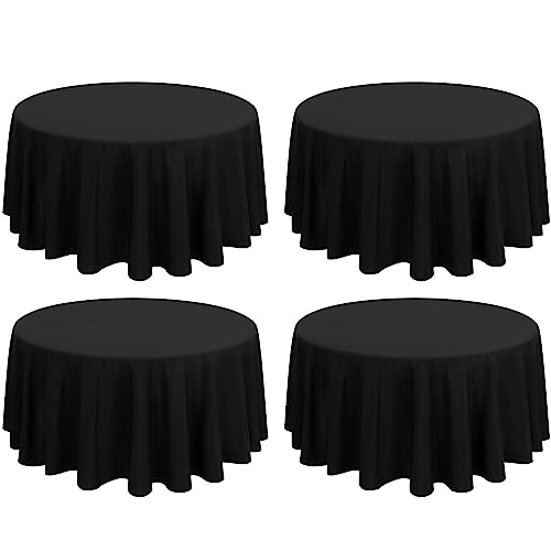 Lot de 4 Nappes Noir Rondes 108 Pouces/ 275cm En Polyester Nappe Ronde En Polyester Noir Nappes...