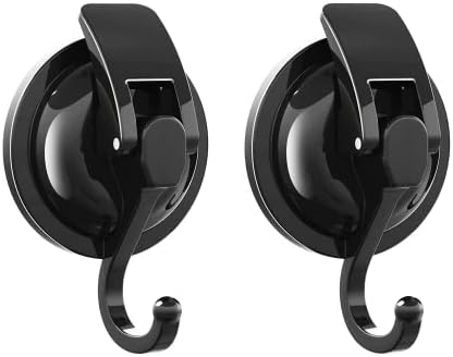 SOCONT Suction Cup Hooks for Shower, Heavy Duty Vacuum Shower Hooks for Inside Shower, Matte Black-Plated Plished Super Suction for Kitchen Bathroom Restroom, 2 Pack