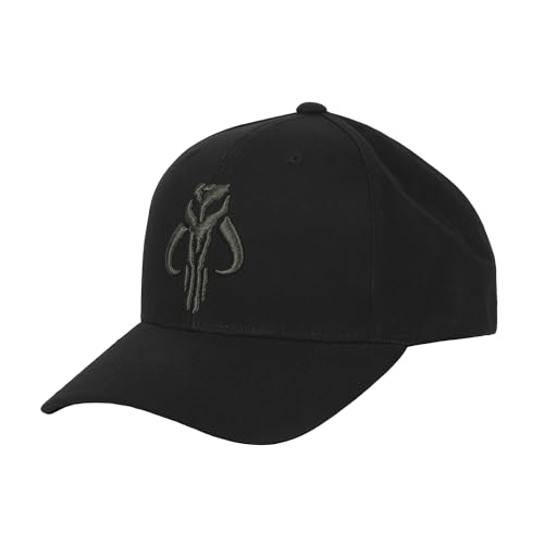 Image of Star Wars: Episode IV A New Hope Boba Fett Mandalorian Logo Washed Cotton Twill Dad Cap Black