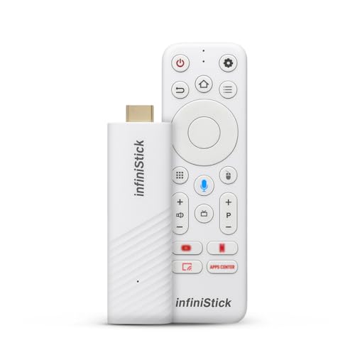 Image of Helett infiniStick Android-Based Smart TV Stick | Voice Control Bluetooth /IR Remote | 2GB RAM 8GB Storage | Quad-Core Processor | Dual-Band Wi-Fi 2.4G /5G | Screen Casting | 1-Year Warranty (White)