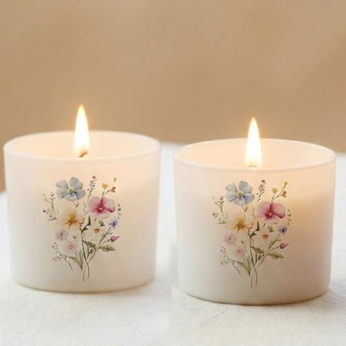 Image of Wildflower Vanilla Candle Set of 2 | Warm Vanilla Home Fragrance Aroma for Candlelight Dinners | Soy Wax, IFRA Certified | Reusable Scented Candles for Gift & Decoration