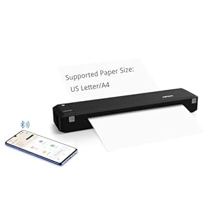 HPRT MT800 A4 Portable Printer – 300DPI – Support 210x297mm Regular A4 Size, without INK, Wireless Bluetooth Printer Compatible with Mobile Phone & Laptops, Small printer for Travel, Outdoor, Office