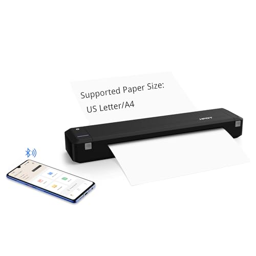 HPRT MT800 A4 Portable Printer – 300DPI – Support 210x297mm Regular A4 Size, without INK, Wireless Bluetooth Printer Compatible with Mobile Phone & Laptops, Small printer for Travel, Outdoor, Office