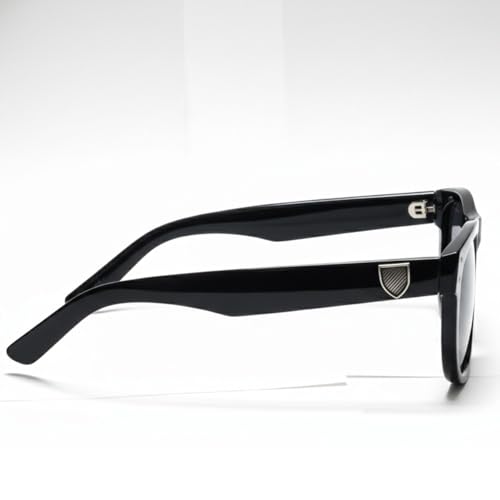 Image of Classic Square Sunglasses, Black Frame with Gray UV Protection Lens, Medium Size 145mm Width, Plastic Material LA14P