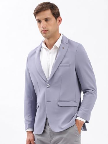 Image of SHOWOFFFF Men Solid Single Breasted Casual Blazer | Notched Lapel Full Sleeves Cotton Blazer for Mens | Slim Fit Regular Length Blazer for Men's
