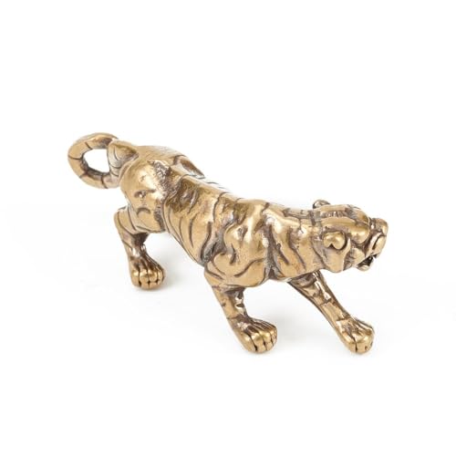Figura de tigre de latón vintage, adornos decorativos sólidos para decoración del hogar y el jardín, estatua en miniatura del rey de las bestias
