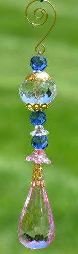 Zaer Ltd. Colorful Crystal Quality Acrylic Teardrop Ornament with Hanger Hook 7 Inches Long (Light Pink)