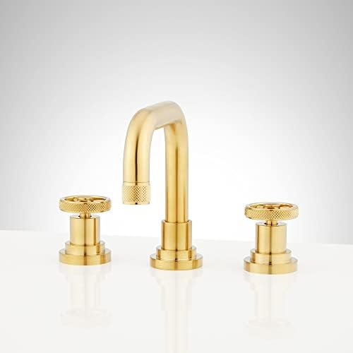 Signature Hardware 455759 Hendrix 1.2 GPM Widespread Bathroom Faucet with Zinc Wheel Handles and Pop-Up Drain Assembly