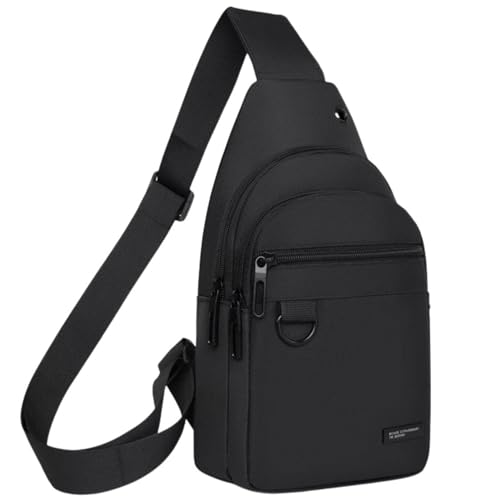 Bolsa Mochila Transversal Masculina Ajustável com Compartimentos Internos Design Moderno Preta 30 x 18 x 8 cm