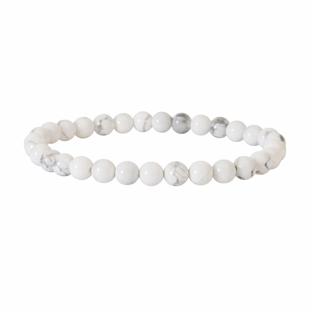 Bracelet Perles Howlite Naturelle Sur Mesure - Homme/Femme/Enfant - Fait Main