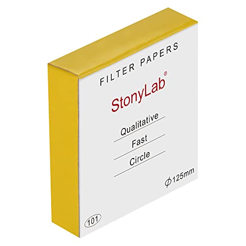 stonylab Qualitatives Filterpapier, 125 mm Durchmesser Schnelle Geschwindigkeit Zellulose Filterpapier Kreise, 25 Mikrometer Partikelrückhaltung, 100 Packungen