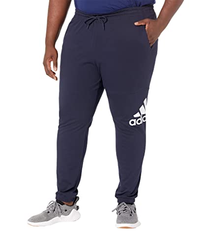 adidas Men's Essentials Single Jersey Tapered Badge of Sport Pants, Ink, Large