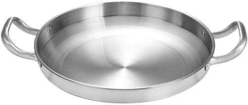 Stainless Steel Paella Pan, Nonstick Seafood & Lobster Dish, Double Riveted Handle, Induction Safe, Ideal for Home, Restaurant, or Camping Use