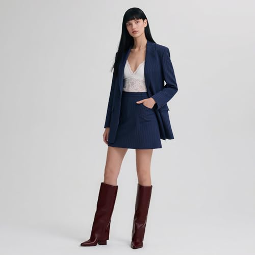 Vaslemuse Knee High Boots for Women Fold Over Pointed Toe Shark Tall Boots Block Low Heel Long Boots with Side Zipper4