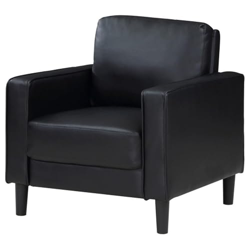 Sillón tapizado cuero sintético negro compacto miniatura 5