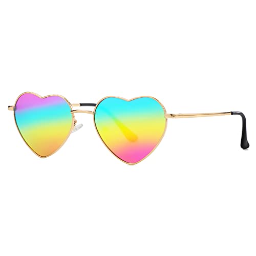 Polarized Heart Shaped Sunglasses for Women Metal Frame Cute Lovely Glasses 100% UV Protection