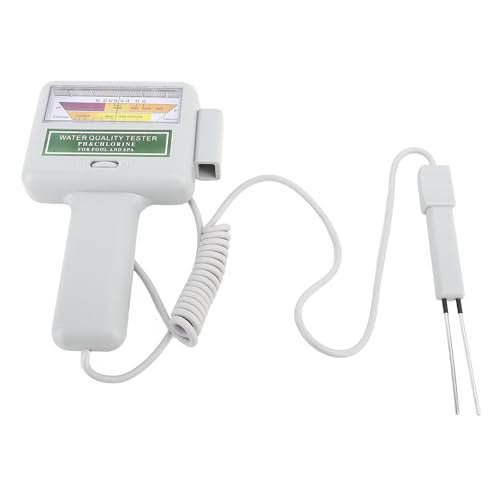 Probador de Cloro PH CL2 Medidor Digital de Calidad del Agua Pantalla Grande Sonda Dual Alimentado por Batería para Piscina SPA Acuario Uso Doméstico Plástico ABS 115x170 Mm