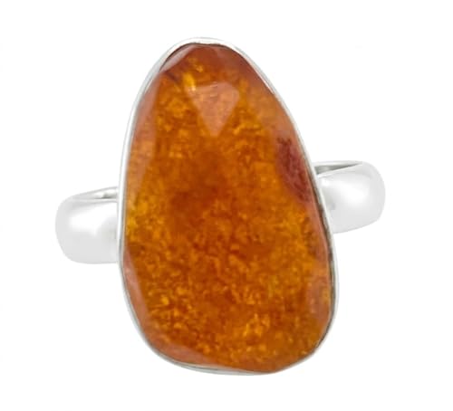 Natural Baltic Amber 925 Solid Sterling Silver Ring Size 8.5