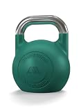 Atletica Kettlebell da competizione, 24 kg, verde, in ghisa sferica, qualità da studio, logo discreto, codice colore competizione per una facile maneggevolezza, allenamento funzionale per tutto il