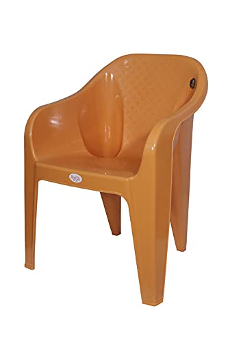Image of PETALS Plastic Chairs Set of 2 Without Cushion | Arm Chair for Drawing /Living Room | Armchairs for Home /Office /Garden /Indoor & Outdoor | Cap Upto 150 Kgs | Beige, 2 Pcs, Bravo | 3 Years Warranty