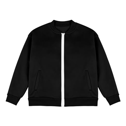 Teen Girl Bomber Jacket Fashion Full Zip Stand Collar School Uniform Casual Sweatshirt Baseball Clothes With Pockets3