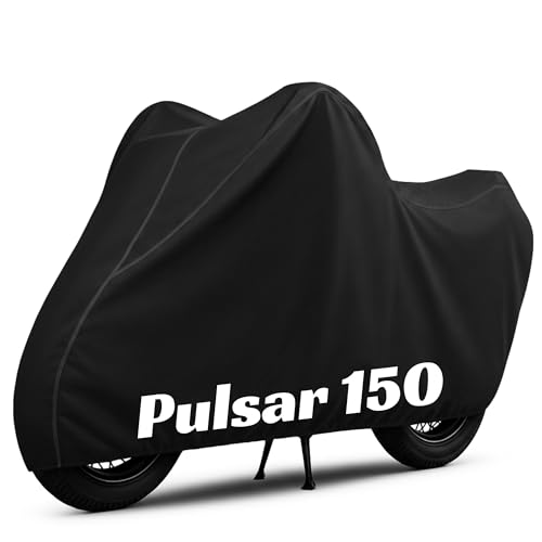 Image of 100% Waterproof Pulsar 150 Bike Cover | Polyester Body Cover for Rain & Sun | UV Protection, Dustproof, Scratch Resistant, Windproof, Heat Resistant, Vehicle Specific Fit (Black)