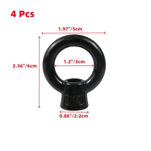 Image of Oedema 4 Pcs M12 Heavy Duty Eye Bolts with Nuts 304 Stainless Steel Ring Shape Eye Nut Female Threaded Nut Fastener