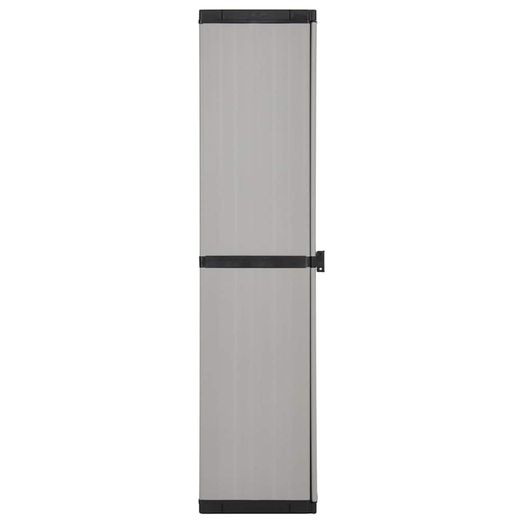 Armoire de jardin en plastique, étroite armoire de balcon avec 3 étagères et 1 porte, armoire de terrasse robuste pour jardin et extérieur, gris noir, 34 x 40 x 168 cm