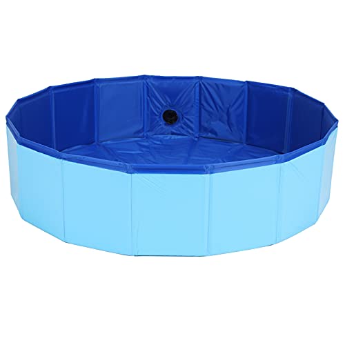Banheira para Cães, Piscina para Cães, Tecido de PVC Espesso, Plástico Azul, Dobrável para Chuveiro