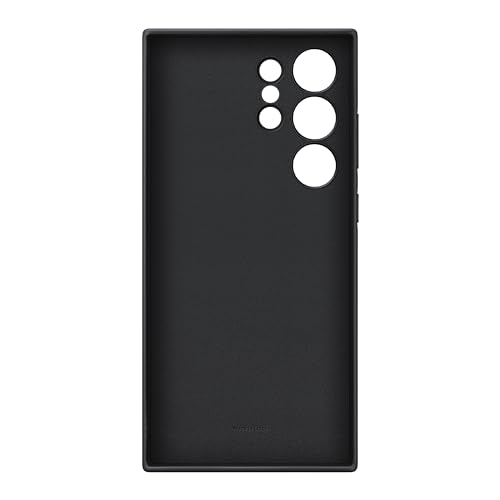 Image of Samsung Galaxy S24 Ultra Vegan Leather Phone Protective Case, Protective Cover with Soft Touch, Elegant Design, Scratch Protection, US Version, GP-FPS928HCABW, Black