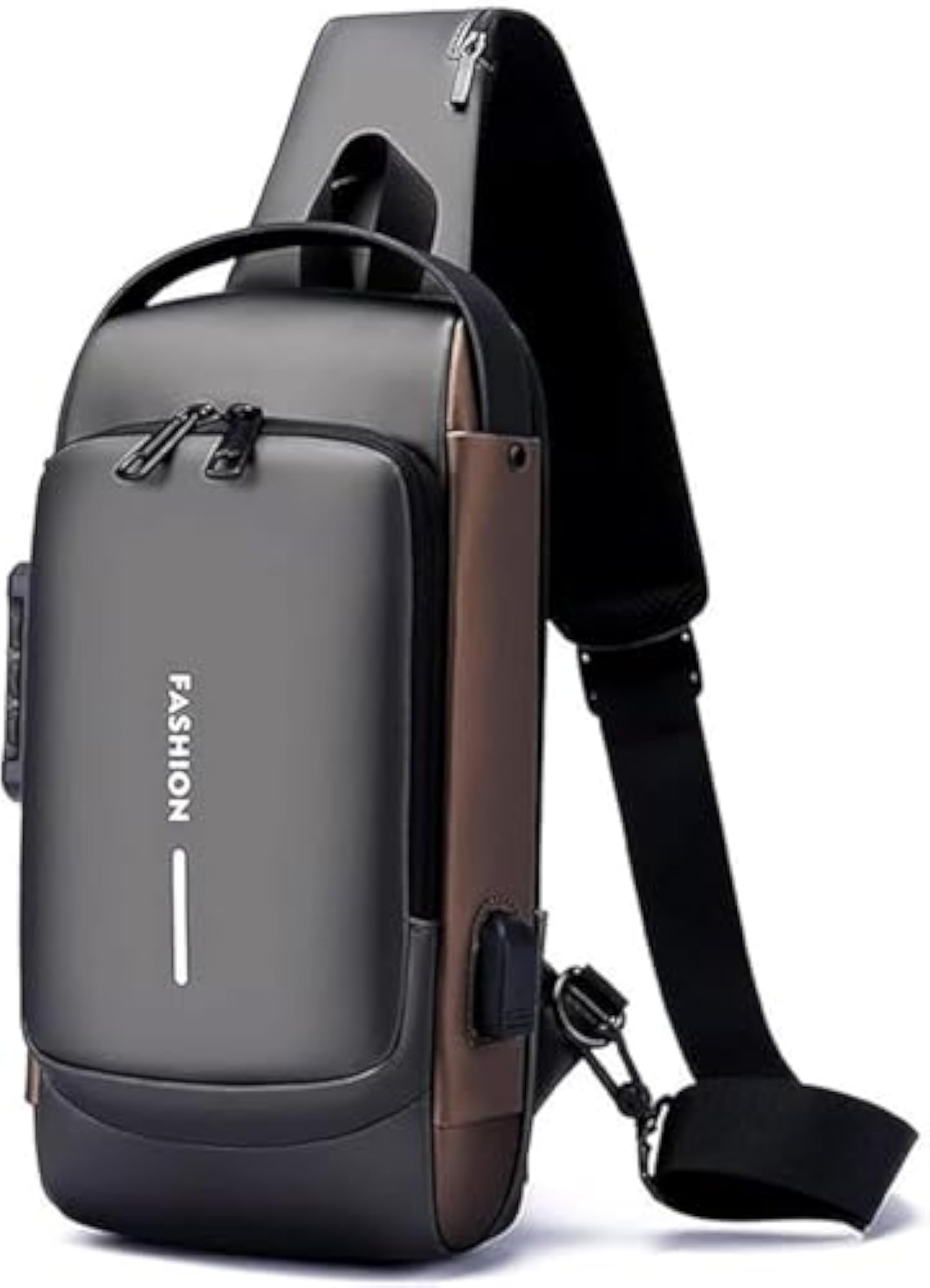 Waterproof Polyester Slim Unisex Sling Bag with USB Port