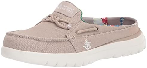 Skechers womens On-the-go Flex Canvas Mule Boat Shoe, Taupe, 8 US