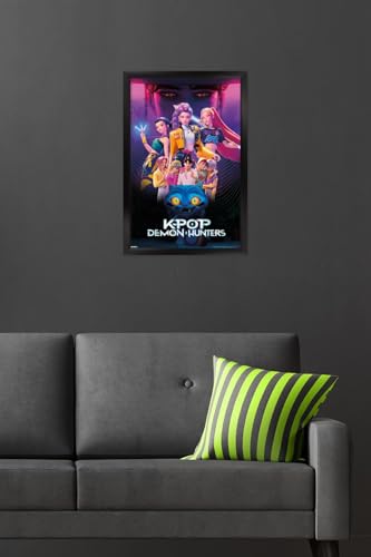 Image of Netflix KPop Demon Hunters (2025) - Group Wall Poster, 22.4L inch x 14.7W inch, Black Framed Version
