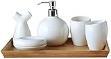 ADSE Seifenflasche Badaccessoires Set Keramik Baddekoration Home Geschenk Seifenset 6-teiliges Set Bad-Set Küche und Bad flüssig