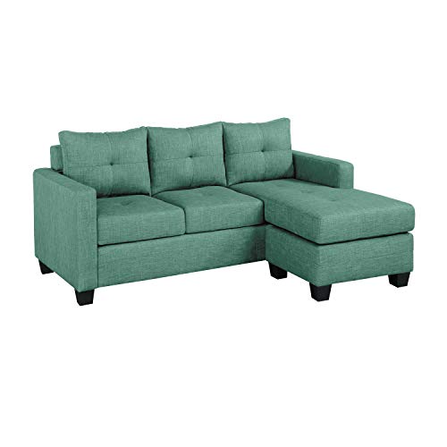 Homelegance Phelps 78" x 58" Fabric Reversible Chaise Sofa, Teal