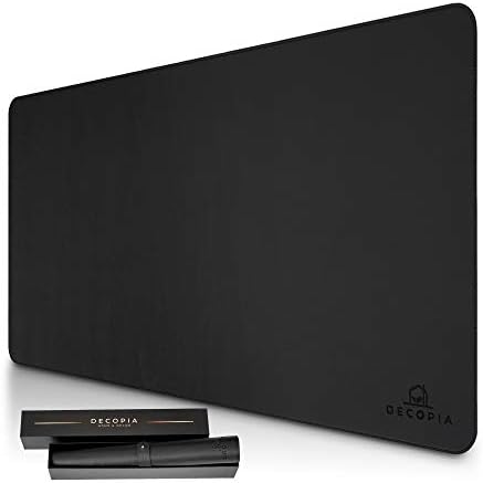 DECOPIA Desk Mat-Office Mouse Pad with Anti-Slip Suede Bottom31.5x15.7-inch Desk Pad for Men and Women and Practical-Waterproof Soft PU Leather Design with Strengthened Edge Finish (Black)