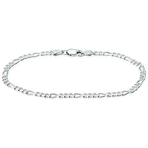Michael Zweig Sterling Silver Figaro Chain Anklet, 1.85mm Thick, with Spring Ring Italy Tag Cover