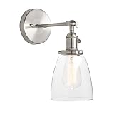 Pathson Vintage Wall Sconce with On Off Switch, Clear Glass Shade Industrial Vanity Light, Indoor Wa