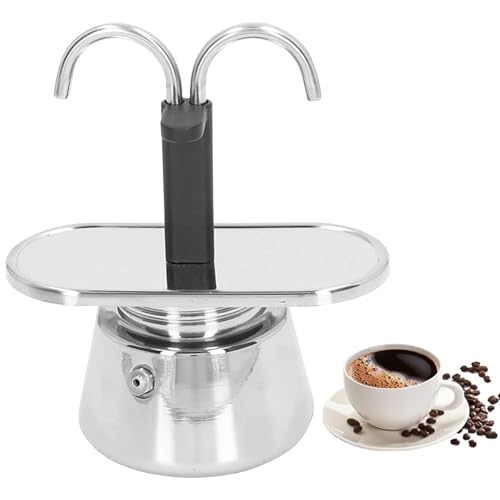 YIHAOSSING Stainless Steel Moka Pot,2 Cup Stovetop Double Spout Espresso Maker, Easy to operate, Making Coffee Quickly,100ML Moka Pot for Home Outdoor Camping