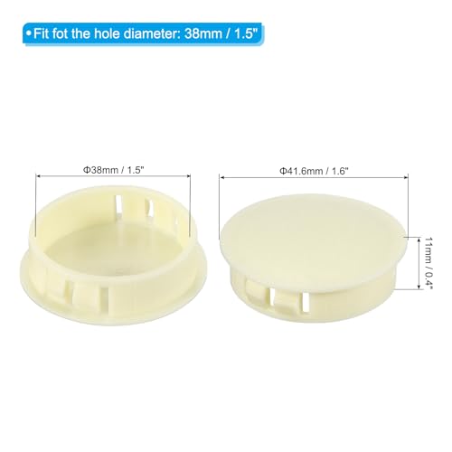 Image of PATIKIL 1.5 inch /38mm Plastic Hole Plugs, 20Pcs Flush Type Round Hole Plugs Cover Snap in Locking Hole Tube for Table Kitchen Cabinet Furniture, Beige
