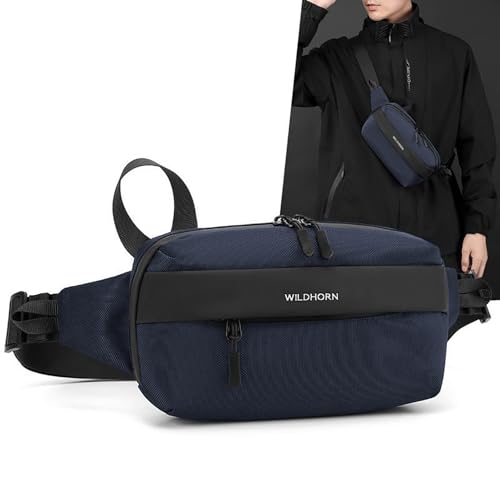 Image of Wildhorn Crossbody Sling Bag for Men | Compact Waist & Chest Bag | Water-Resistant Travel Fanny Pack with Adjustable Strap for Daily Use, Hiking & Outdoor Activities (Blue)