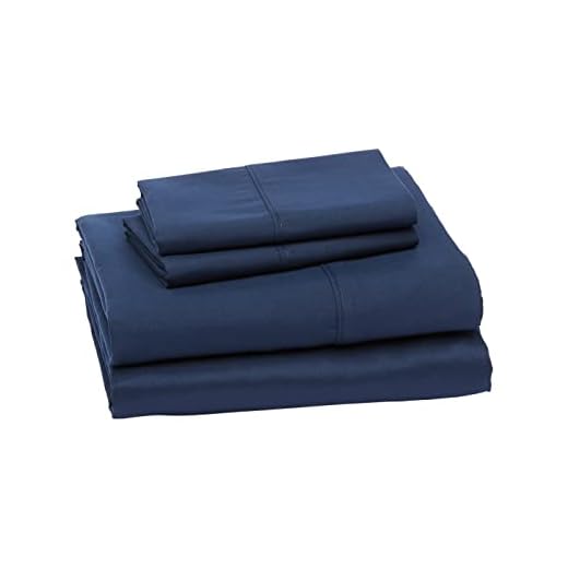 Amazon Basics Lightweight Super Soft Easy Care Microfiber Bed Sheet Set with 14-inch Deep Pockets - Queen, Navy Blue