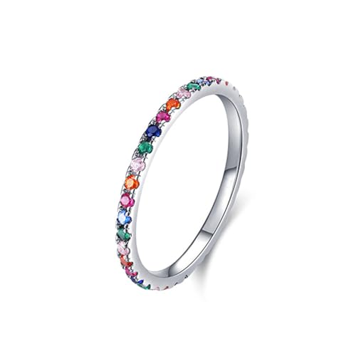 Bague arc-en-ciel en argent rhodié pour illuminer votre style quotidien