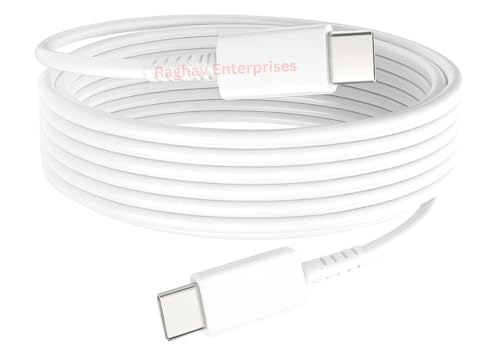 100W/5A Type c to Type c Cable Fast Charging [10Ft] 480Mbps Data Sync Nylon Braided USB c to USB c Cable for iPhone 16/16 Plus/16 Pro/16 Pro Max/15, Galaxy S24/S23, MacBook, iPad, Pixel -NHZ-WHITE