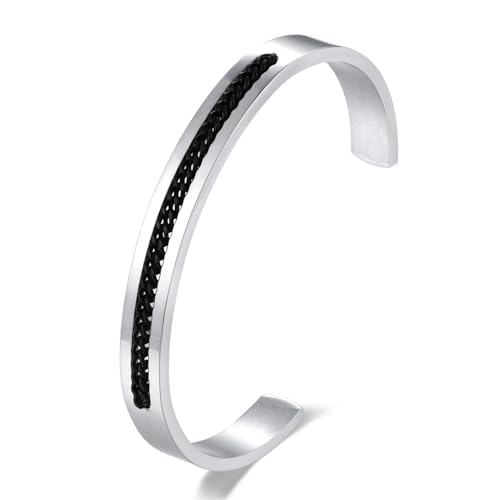 Pulsera de acero inoxidable con cadena incrustada miniatura 1